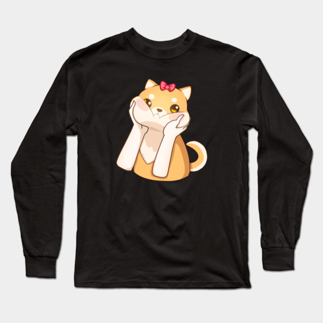 Funny Kawaii Shiba Inu Dog, Love Shiba Inus Long Sleeve T-Shirt by logiamerch