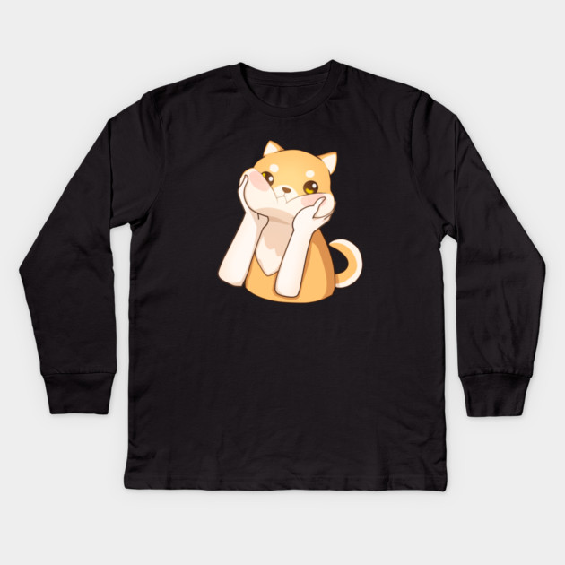 Kawaii Shiba Inu Dog, Love Shiba Inus Kids Long Sleeve T-Shirt by logiamerch