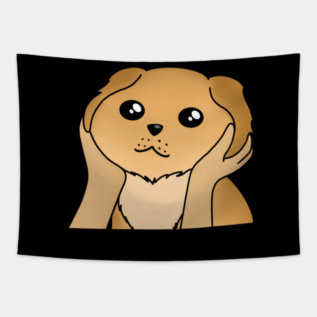 Kawaii Golden Retriever Dog, Funny Dog Lover Tapestry by logiamerch