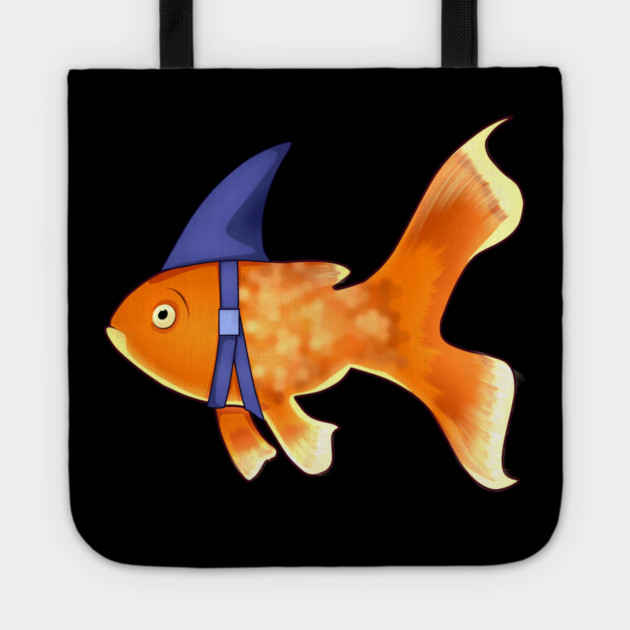 Funny Fish Brave Goldfish Pretending to be a Shark Tote by logiamerch