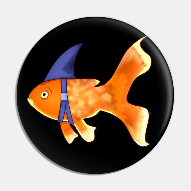 Funny Fish Brave Goldfish Pretending to be a Shark Pin by logiamerch