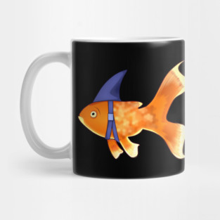 Funny Fish Brave Goldfish Pretending to be a Shark Mug