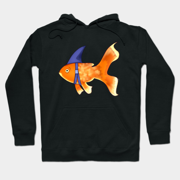 Funny Fish Brave Goldfish Pretending to be a Shark Hoodie by logiamerch