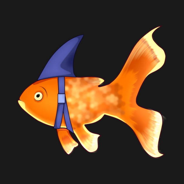 Funny Fish Brave Goldfish Pretending to be a Shark by logiamerch