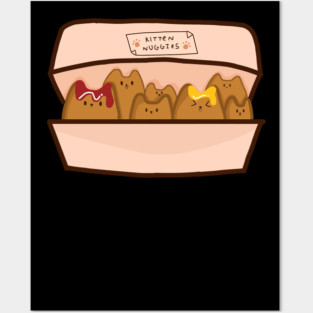 Kawaii Cat inside Box, Funny Chicken Nuggets Cats Posters and Art