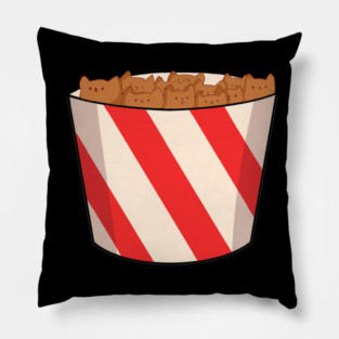 Kawaii Cat inside Box, Funny Chicken Nuggets Cats Pillow
