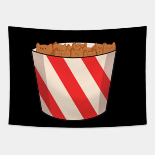 Kawaii Cat inside Box, Funny Chicken Nuggets Cats Tapestry