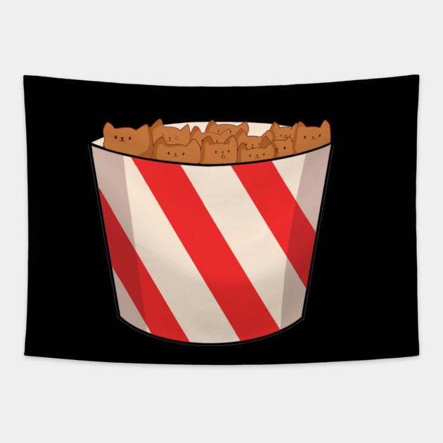 Kawaii Cat inside Box, Funny Chicken Nuggets Cats Tapestry by logiamerch