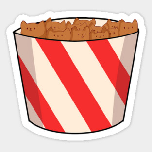 Kawaii Cat inside Box, Funny Chicken Nuggets Cats Sticker