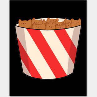 Kawaii Cat inside Box, Funny Chicken Nuggets Cats Posters and Art
