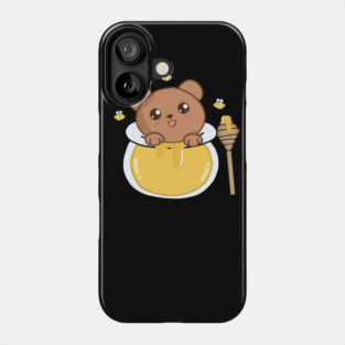 Kawaii Cute Bear Loves Honey, Phone Case