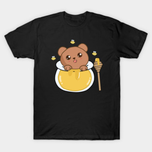 Kawaii Cute Bear Loves Honey, T-Shirt
