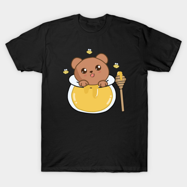 Kawaii Cute Bear Loves Honey, T-Shirt by logiamerch