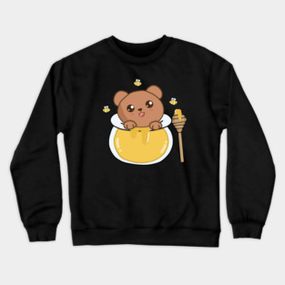 Kawaii Cute Bear Loves Honey, Crewneck Sweatshirt
