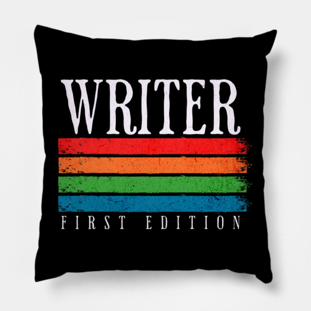 Retro Grunge Writer First Edition Pillow by H. R. Sinclair