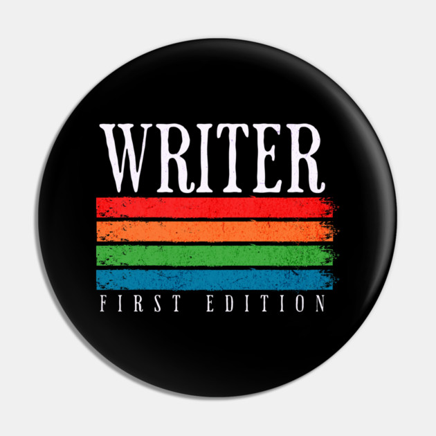 Retro Grunge Writer First Edition Pin by H. R. Sinclair