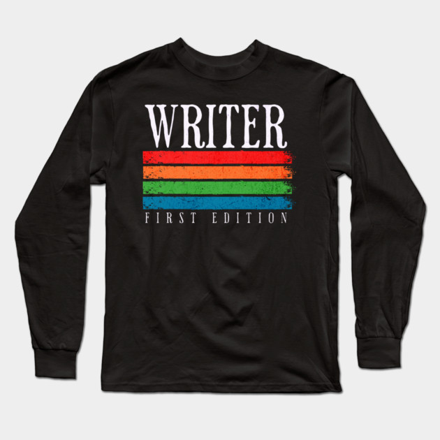 Retro Grunge Writer First Edition Long Sleeve T-Shirt by H. R. Sinclair