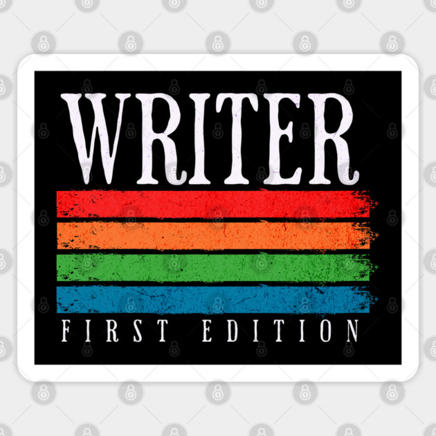 Retro Grunge Writer First Edition Sticker by H. R. Sinclair