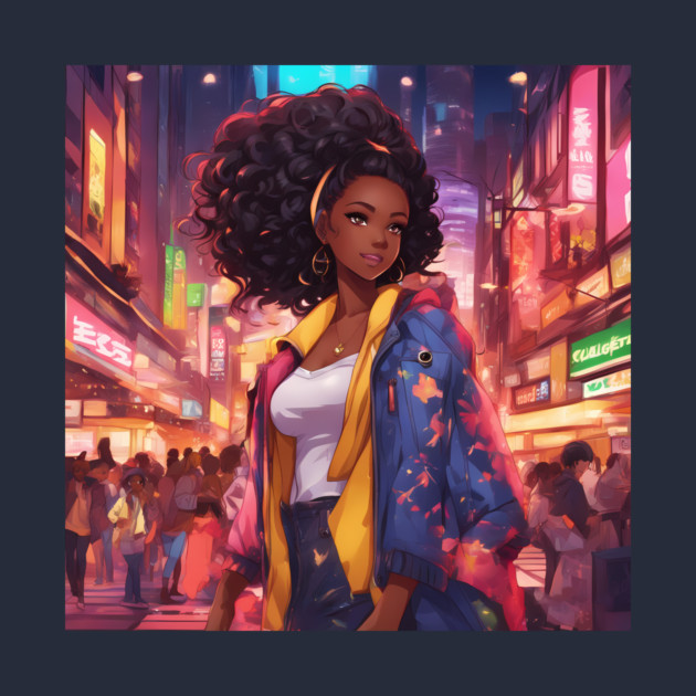 African American Black Anime Girl by animegirlnft
