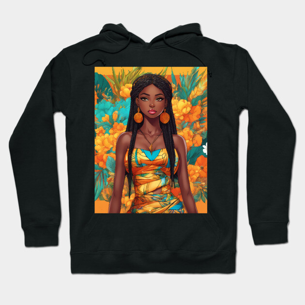 Beautiful African Black Woman Hoodie by animegirlnft