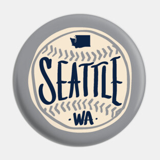 Seattle Washington Hand-Drawn Baseball Typography Art Pin
