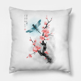 Ink Dragonfly Pillow