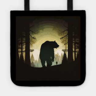 Forest with  Bear and Man Silhouette, Adventure Tote