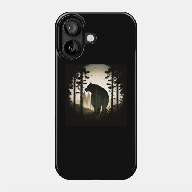 Forest with Bear Silhouette, Adventure Phone Case by logiamerch