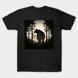 Forest with Bear Silhouette, Adventure T-Shirt