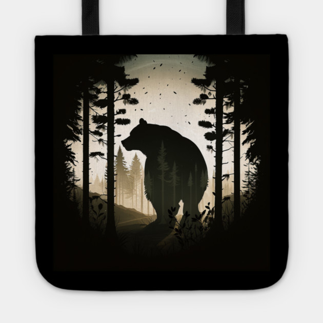 Forest with Bear Silhouette, Adventure Tote by logiamerch
