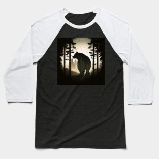Forest with Bear Silhouette, Adventure Baseball T-Shirt