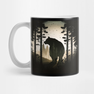 Forest with Bear Silhouette, Adventure Mug