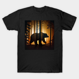 Forest with  Bear and Silhouette, Adventure T-Shirt