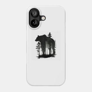 Forest with  Bear Silhouette, Adventure Phone Case