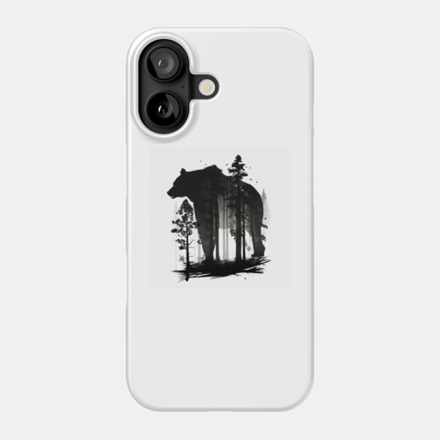 Forest with  Bear Silhouette, Adventure Phone Case by logiamerch