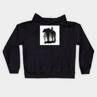 Forest with  Bear Silhouette, Adventure Kids Hoodie