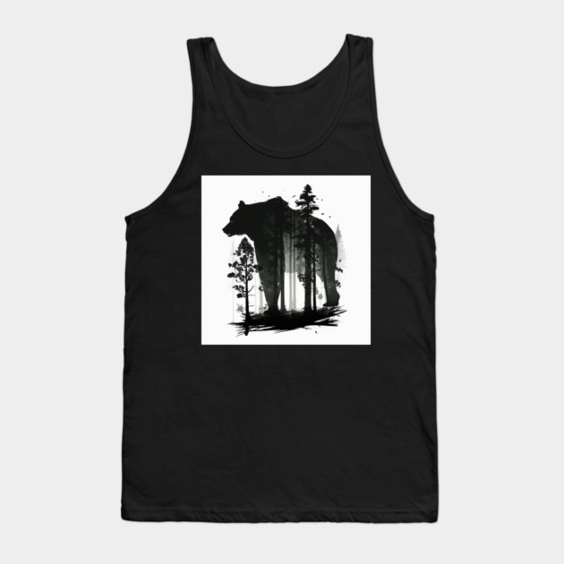 Forest with  Bear Silhouette, Adventure Tank Top by logiamerch