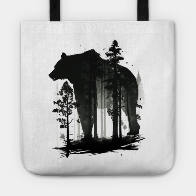 Forest with  Bear Silhouette, Adventure Tote by logiamerch