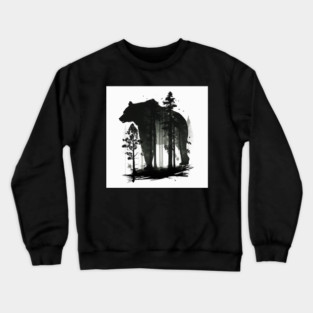 Forest with  Bear Silhouette, Adventure Crewneck Sweatshirt