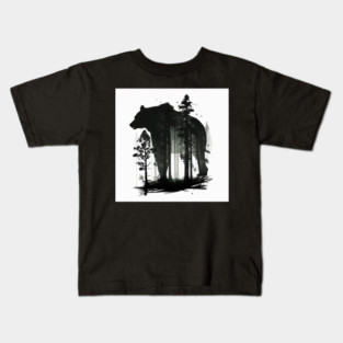Forest with  Bear Silhouette, Adventure Kids T-Shirt