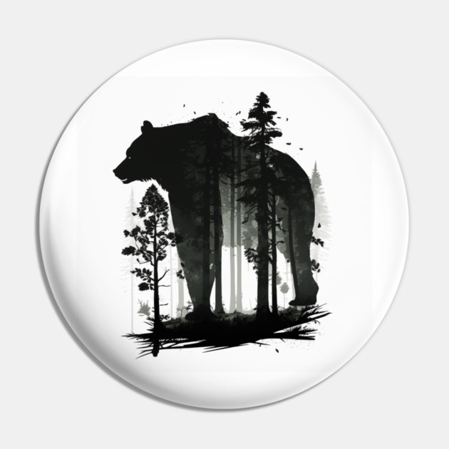 Forest with  Bear Silhouette, Adventure Pin by logiamerch