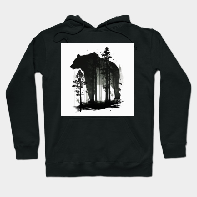 Forest with  Bear Silhouette, Adventure Hoodie by logiamerch