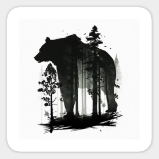 Forest with  Bear Silhouette, Adventure Sticker