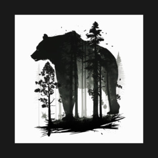 Forest with  Bear Silhouette, Adventure T-Shirt