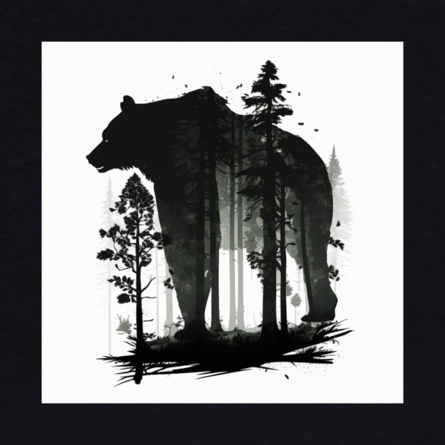 Forest with  Bear Silhouette, Adventure by logiamerch