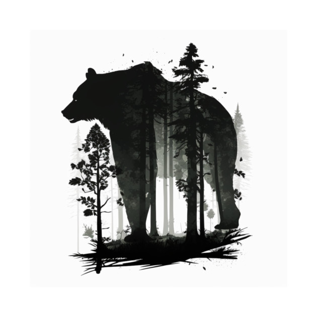 Forest with  Bear Silhouette, Adventure by logiamerch