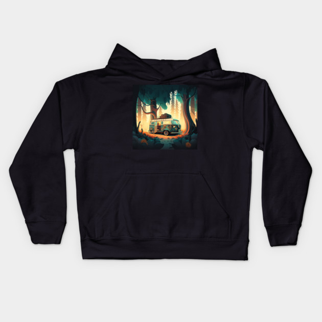 Camping Adventure in the Forest Kids Hoodie by logiamerch