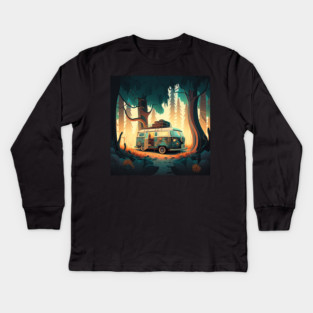 Camping Adventure in the Forest Kids Long Sleeve T-Shirt