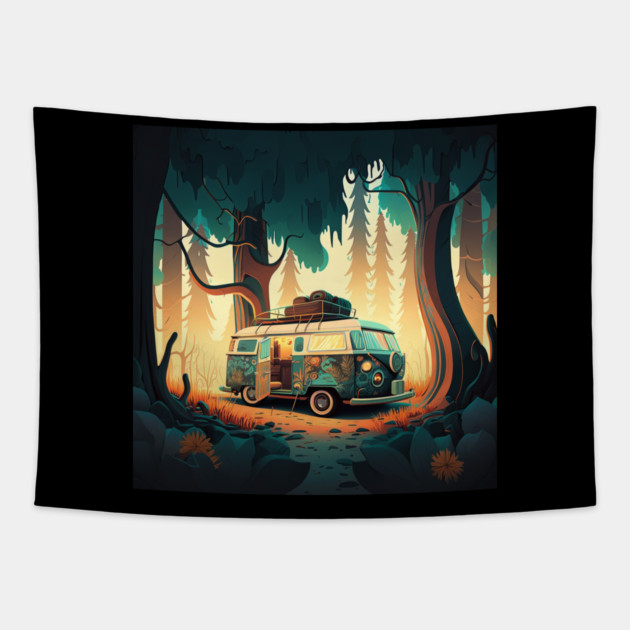 Camping Adventure in the Forest Tapestry by logiamerch