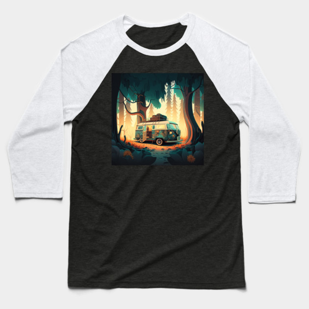 Camping Adventure in the Forest Baseball T-Shirt by logiamerch